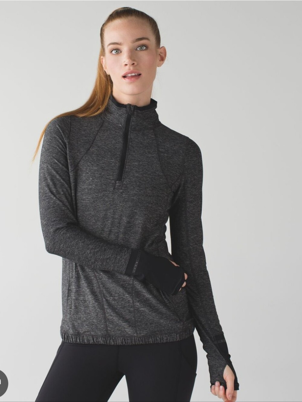 Lululemon Pace Pusher Gray Heathered Black Pullover Size 6